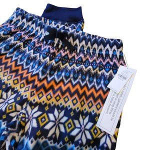 Fleece Pants Pajamas Blue Red White Fair Isle Lounge Girls Large 10/12 JJ2150